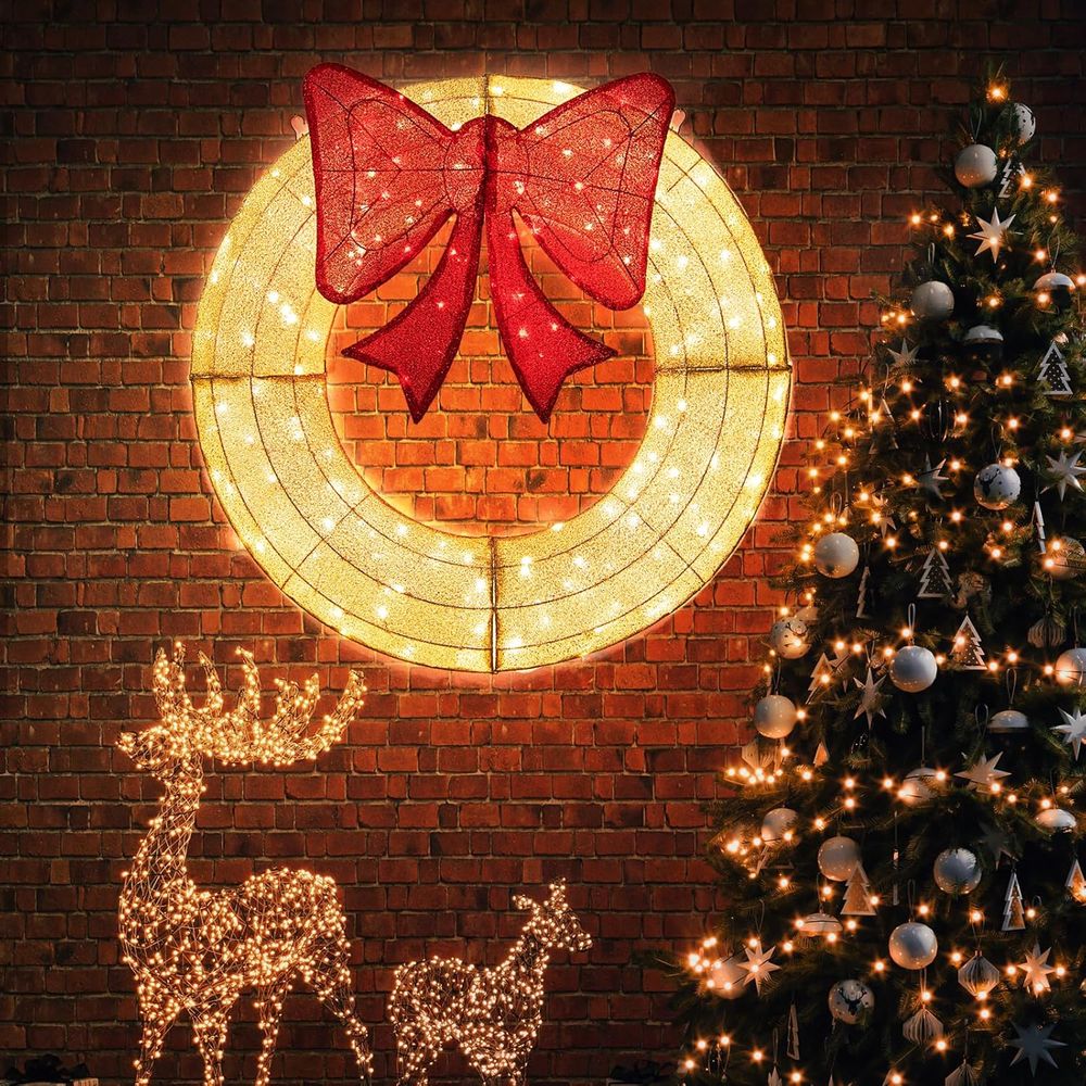48 Inch Pre-Lit Christmas Wrea - đánh giá và giá Christmas Lights Outdoor