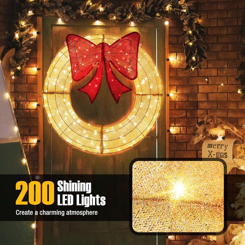 48 Inch Pre-Lit Christmas Wrea - đánh giá và giá Christmas Lights Outdoor