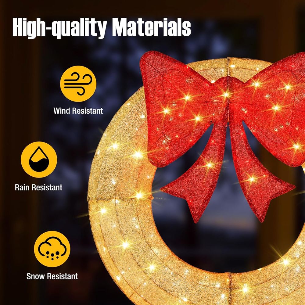 48 Inch Pre-Lit Christmas Wrea - đánh giá và giá Christmas Lights Outdoor