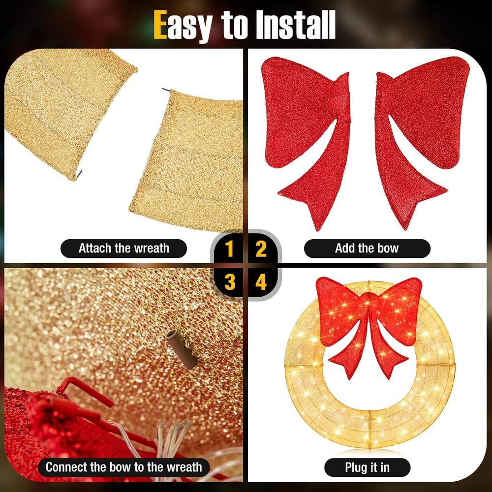 48 Inch Pre-Lit Christmas Wrea - đánh giá và giá Christmas Lights Outdoor