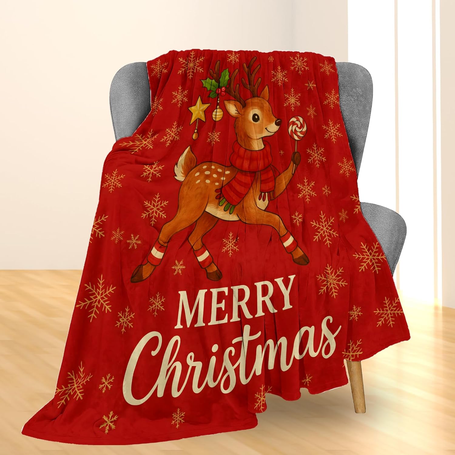 Festive Christmas Reindeer Thr - đánh giá và giá Christmas Throw Blanket