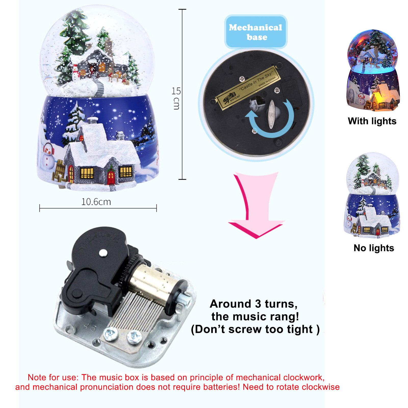 1 Pcs Resin Music Box Crystal  - đánh giá và giá Snow Globe Musical