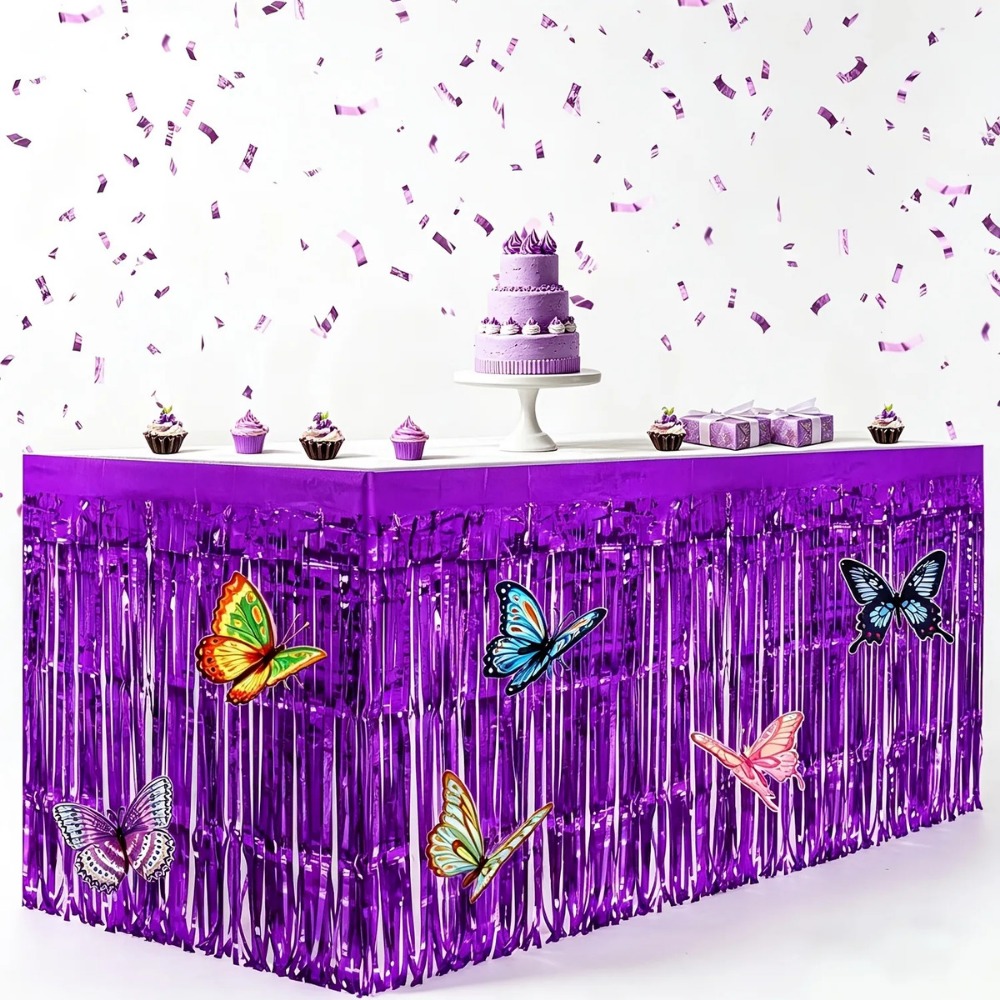 7Pcs Purple Metallic Foil Tabl - đánh giá và giá Christmas Table Runner