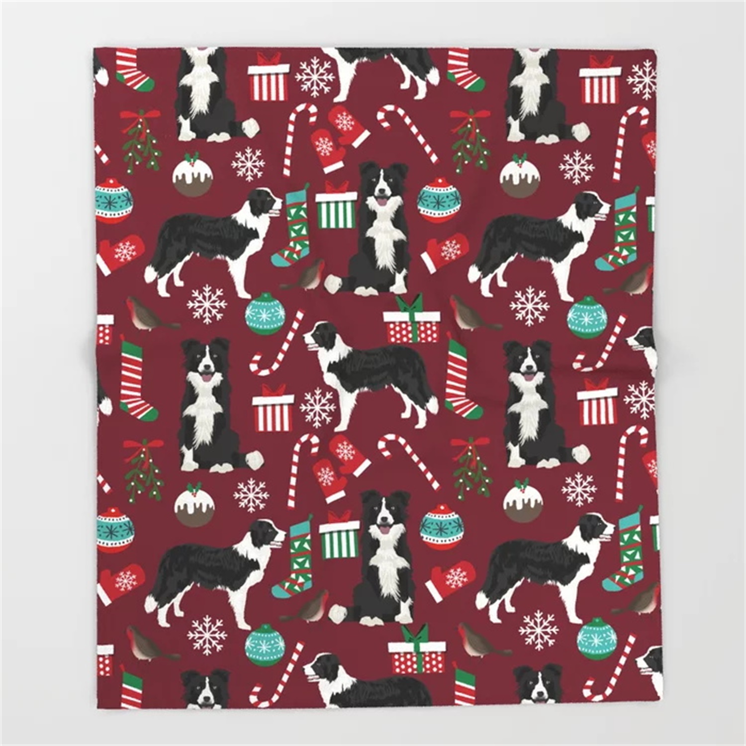 Border Collie Christmas Stocki - đánh giá và giá Christmas Throw Blanket