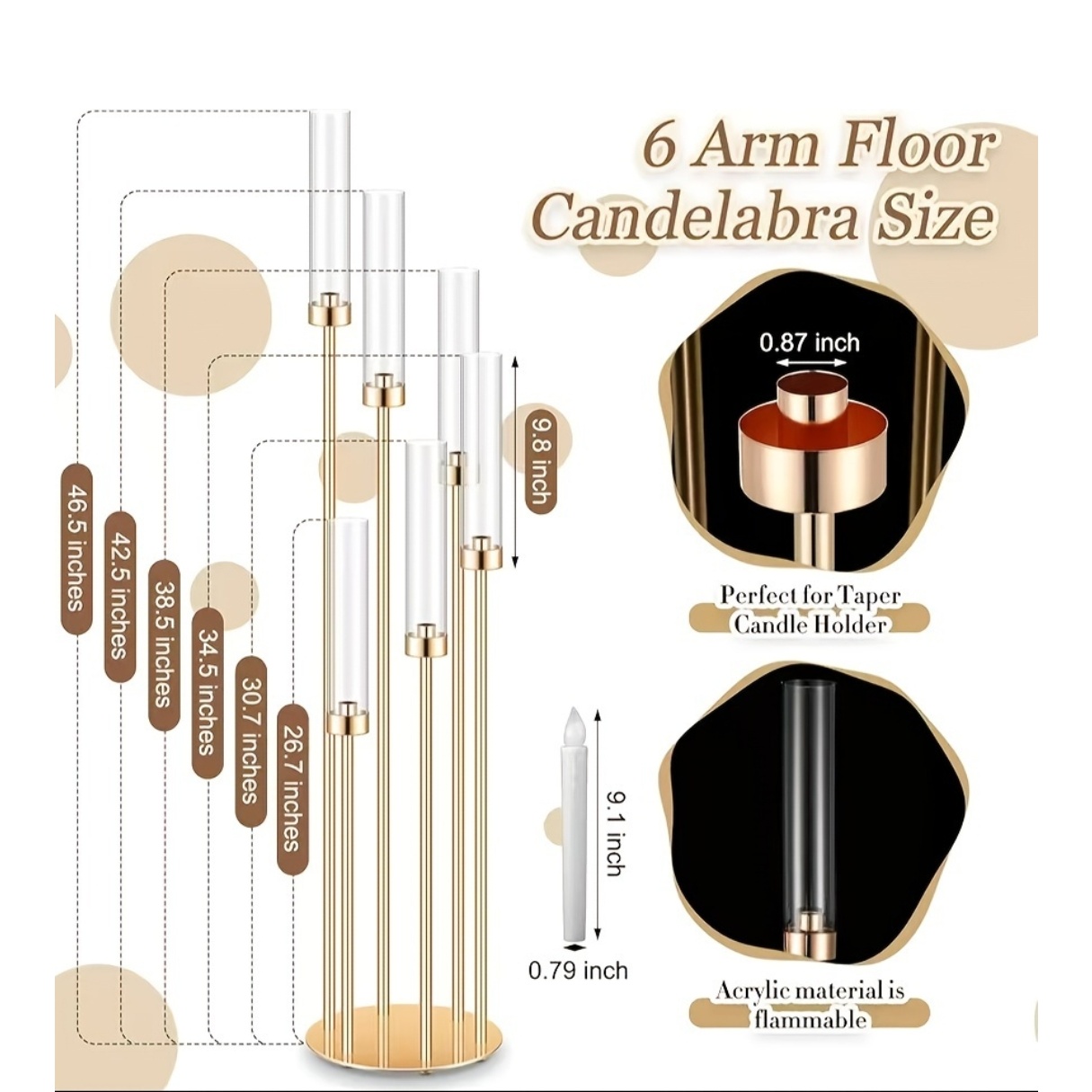 2 Sets Floor Candelabra 6 Arms - đánh giá và giá Holiday Candle Set