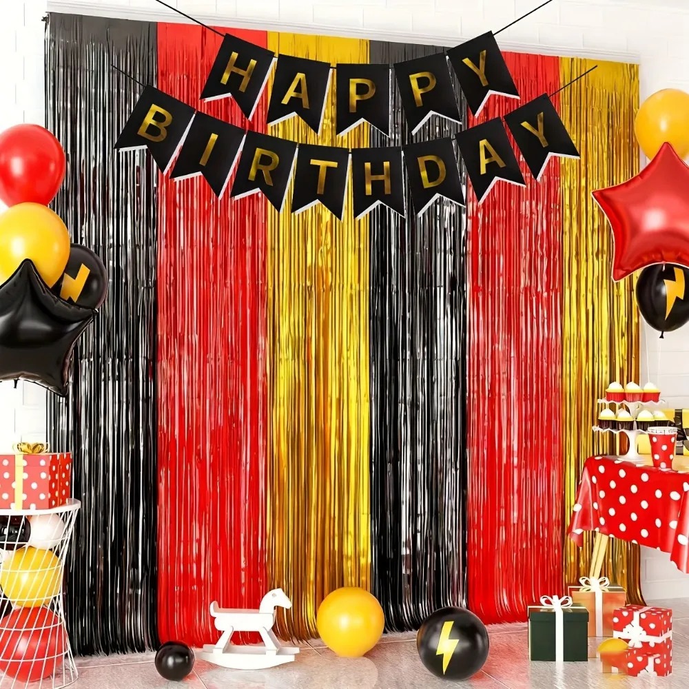 7Pcs Black Red Gold Tinsel Gar - đánh giá và giá Tinsel Garland Decoration