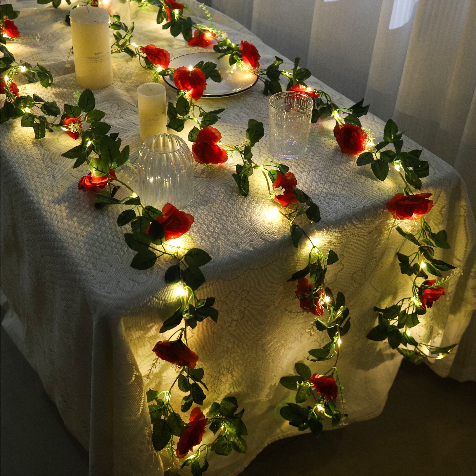Rose LED Vine Light String Art - đánh giá và giá Christmas Wreath Fake