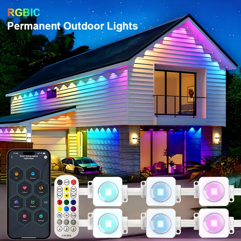 Smart RGBIC Outdoor Permanent  - đánh giá và giá Christmas Lights Outdoor