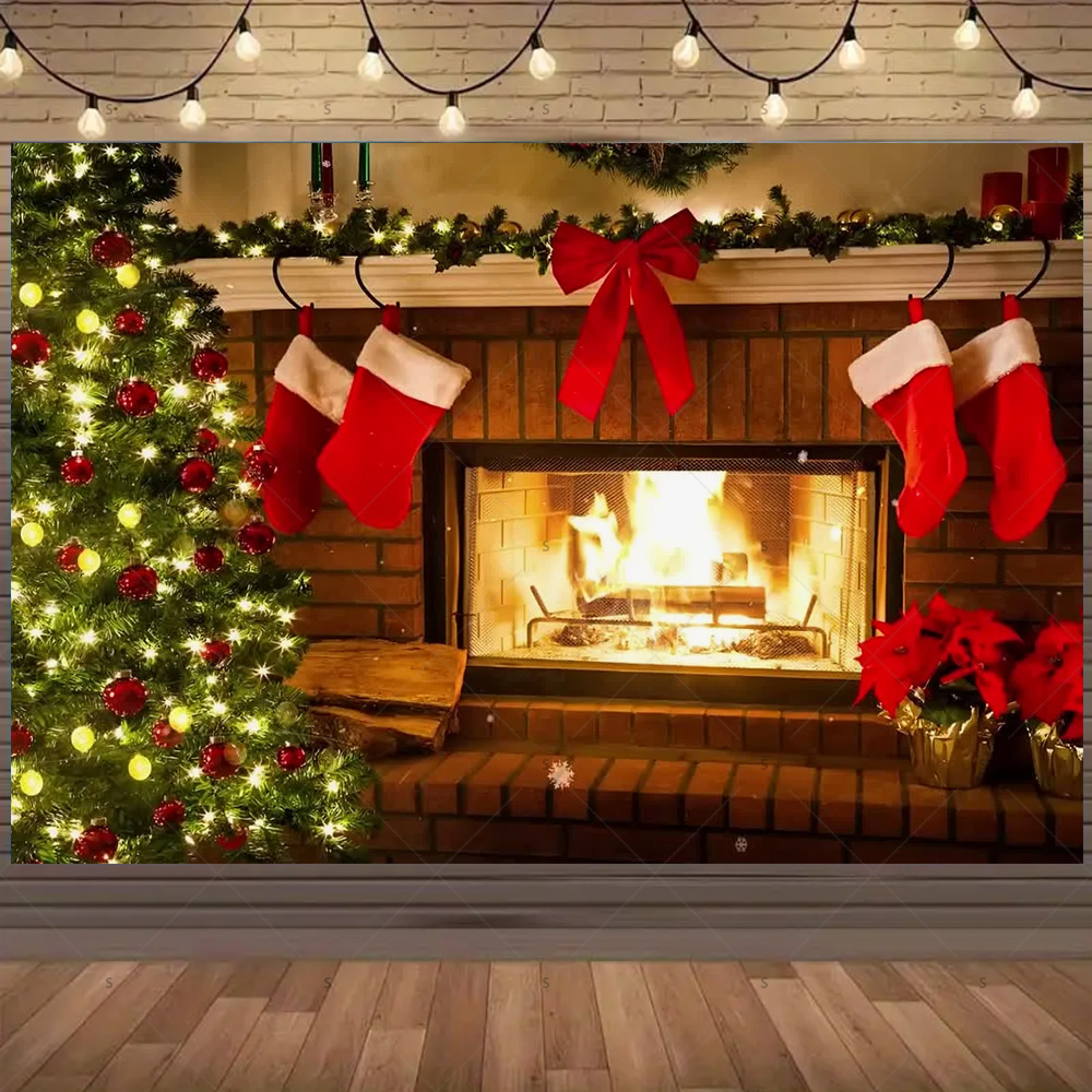 Christmas Photography Backdrop - đánh giá và giá Christmas Stocking Hanging