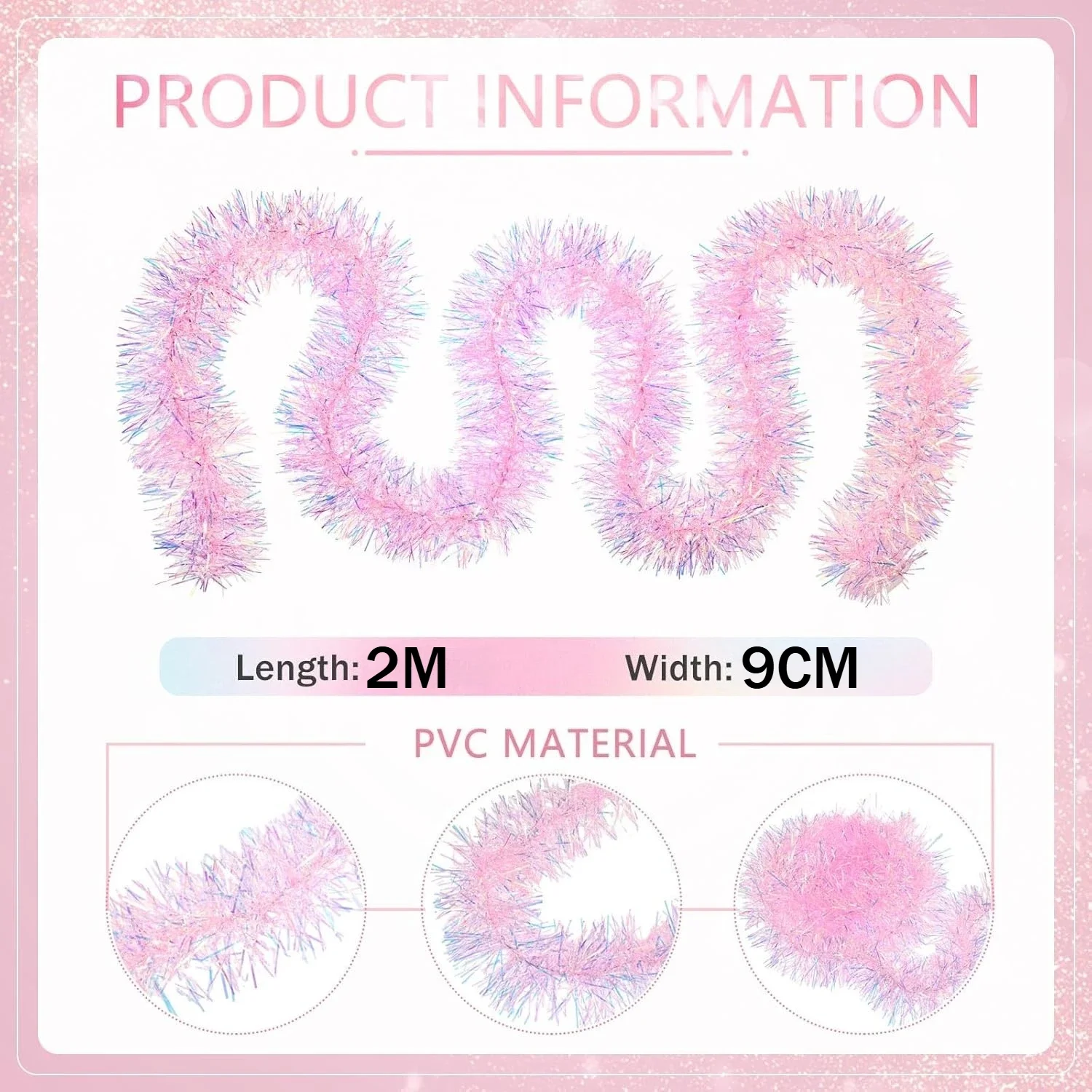 2M Pink Christmas Tinsel Garla - đánh giá và giá Tinsel Garland Decoration