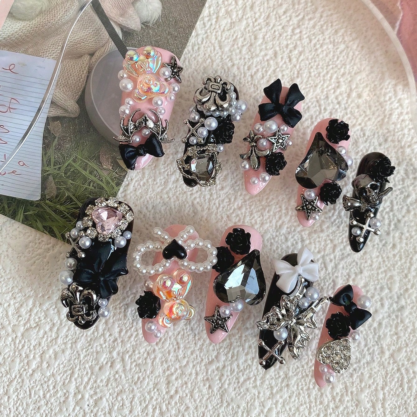 10pcs Long Coffin Pink Black G - đánh giá và giá Ribbon Bow Gift