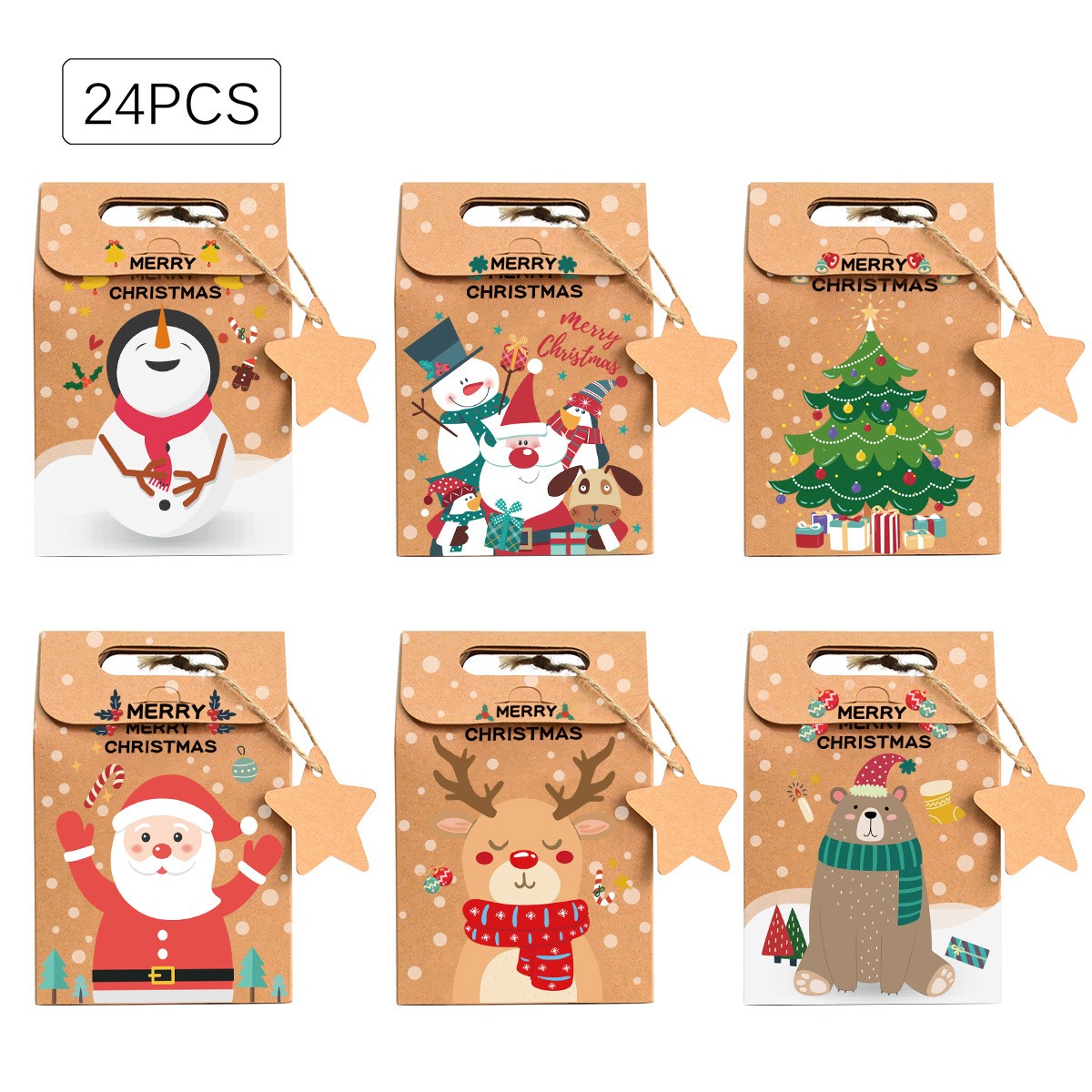 6/12/24Pcs  Christmas Kraft Pa - đánh giá và giá Advent Calendar Gift
