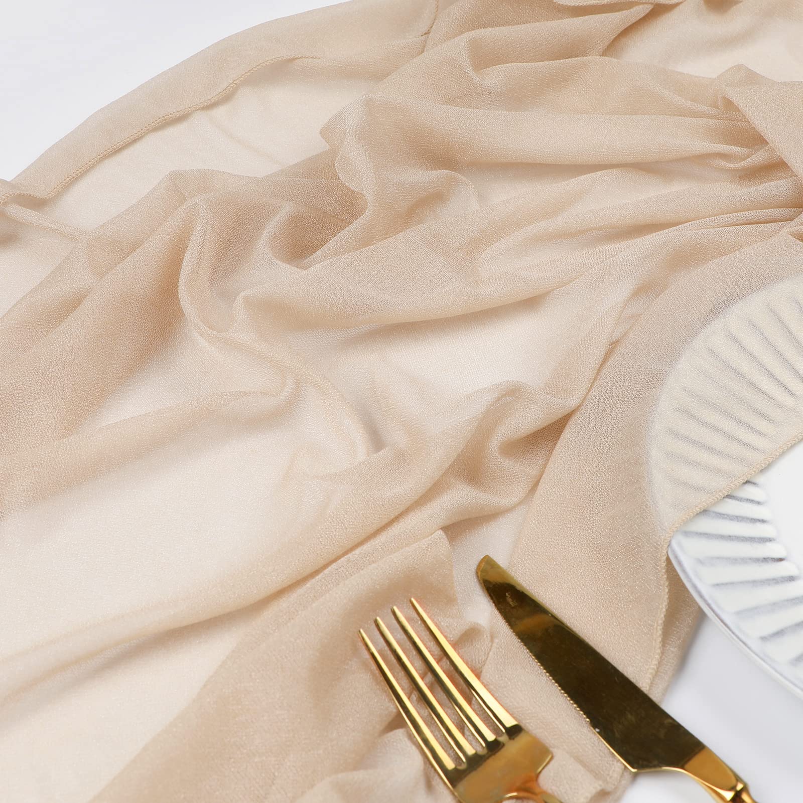 Beige Table Runner Chiffon Tab - đánh giá và giá Christmas Table Runner
