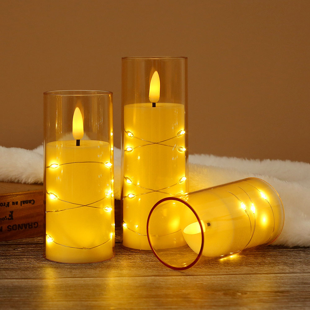 3pcs/set LED Copper Wire Flame - đánh giá và giá Holiday Candle Set