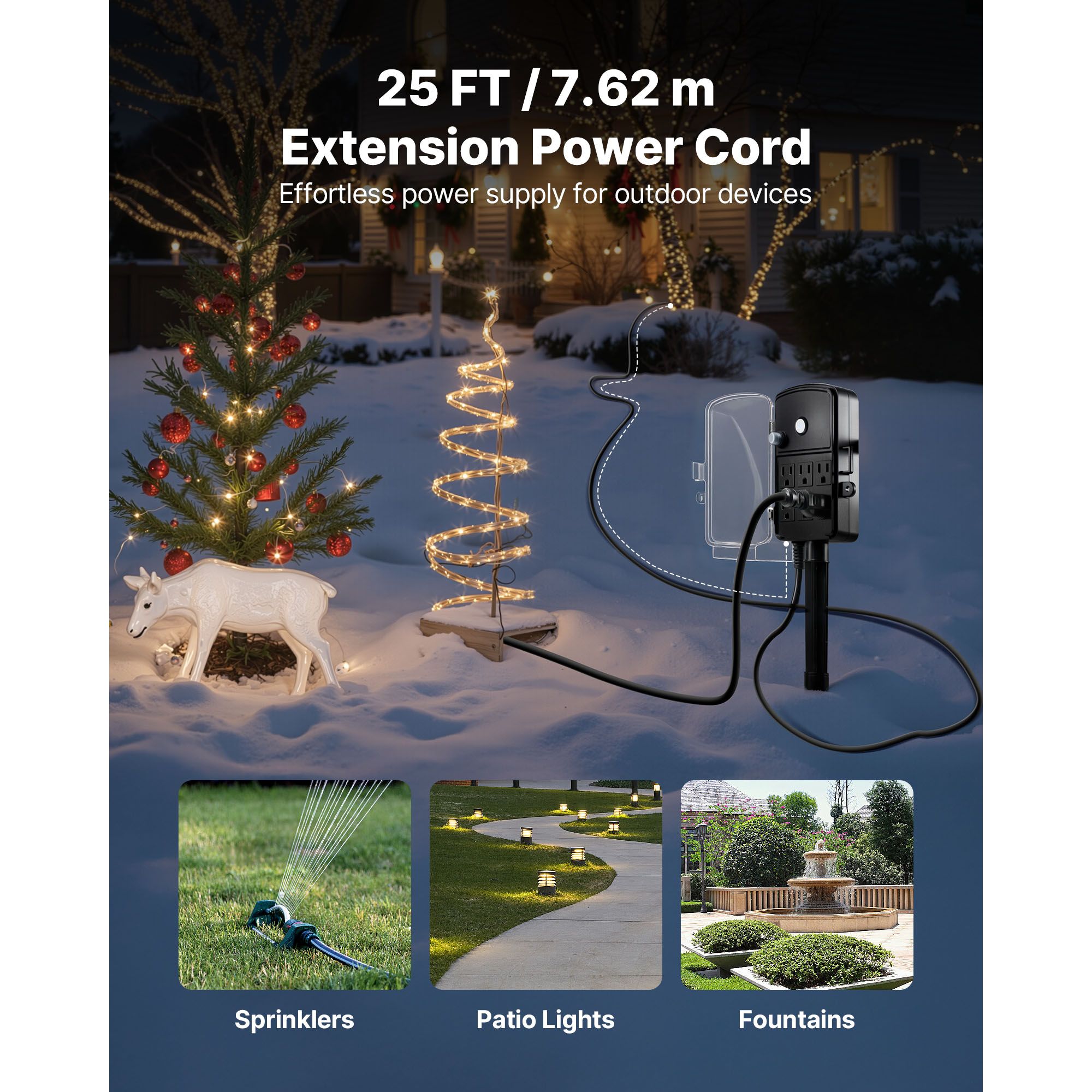 Outdoor Power Stake 25FT Exten - đánh giá và giá Christmas Lights Outdoor